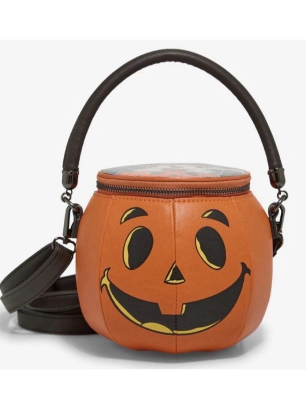 Loungefly Disney Halloween Mickey & Minnie Lenticular Pumpkin Handle Crossbody